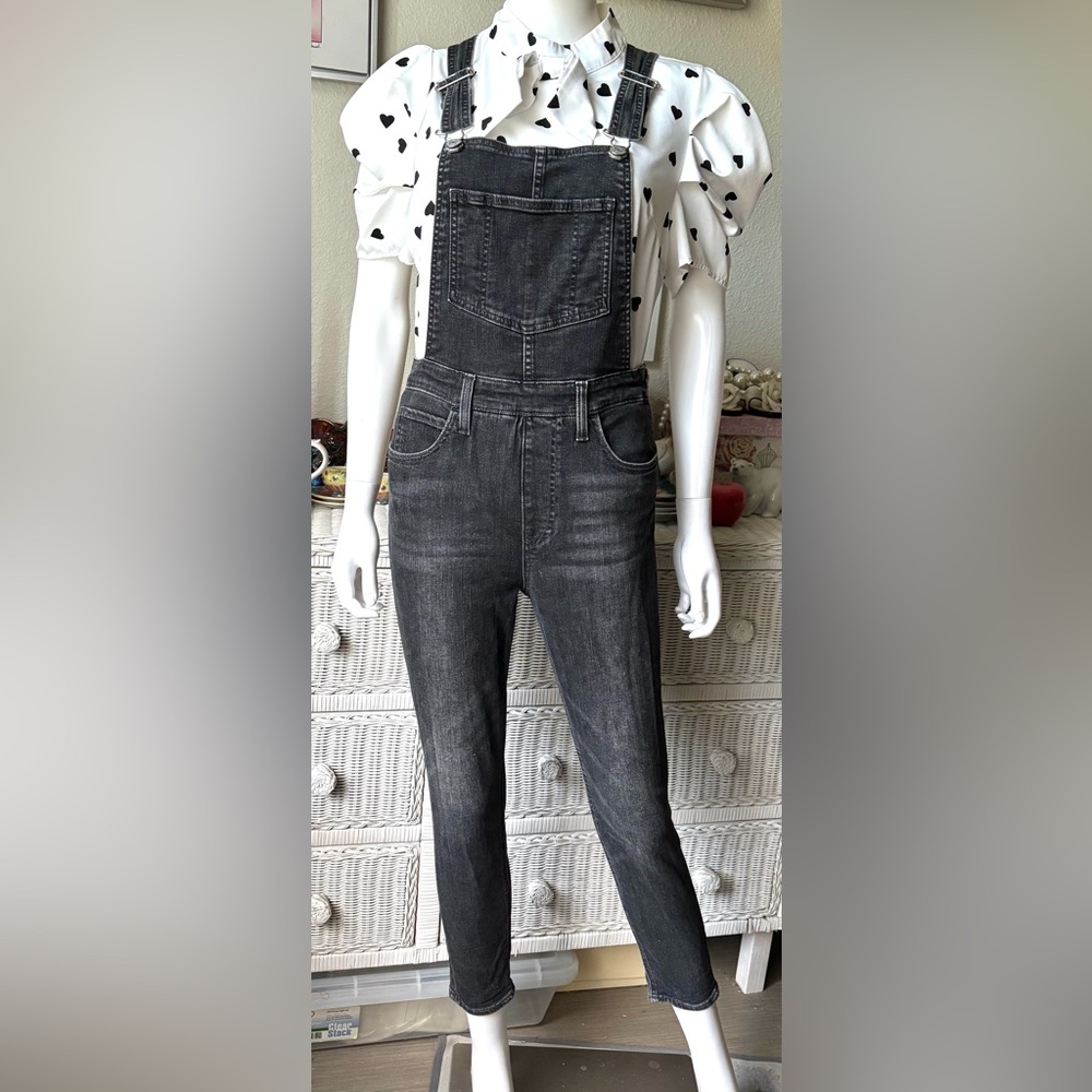 Levi’s Premium Overalls Cotton Denim High Rise Skinny Legs Faded Black Size 28